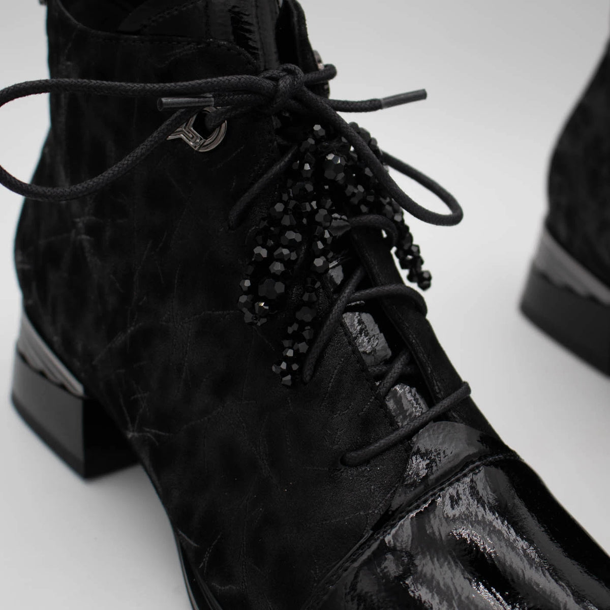 Loretta Vitale Black Printed Leather Ankle Boots