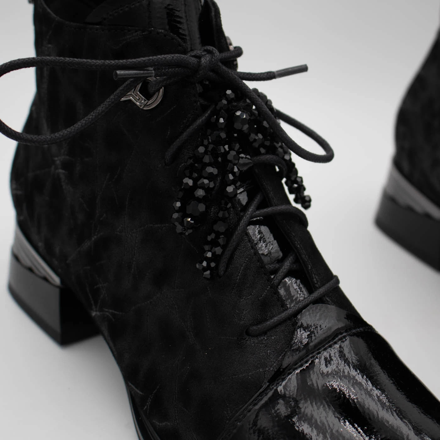 Loretta Vitale Black Printed Leather Ankle Boots