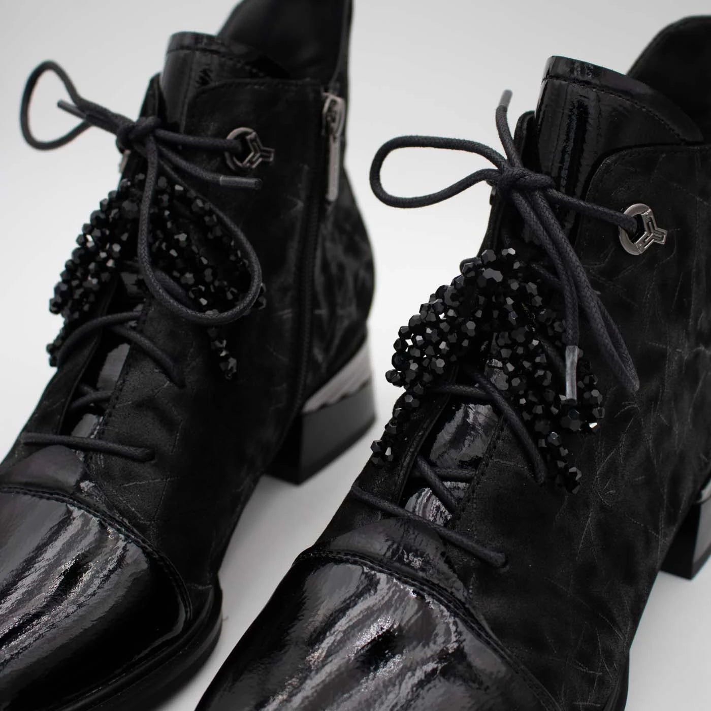 Loretta Vitale Black Printed Leather Ankle Boots