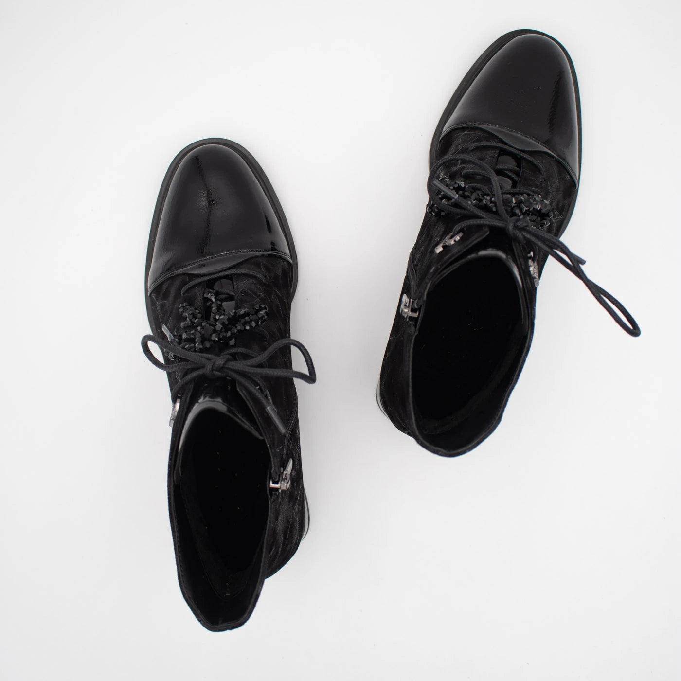 Loretta Vitale Black Printed Leather Ankle Boots