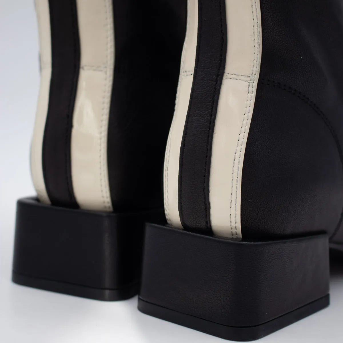 Loretta Vitale Black Leather Square Toe Ankle Boots