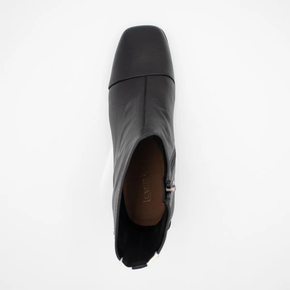 Loretta Vitale Black Leather Square Toe Ankle Boots