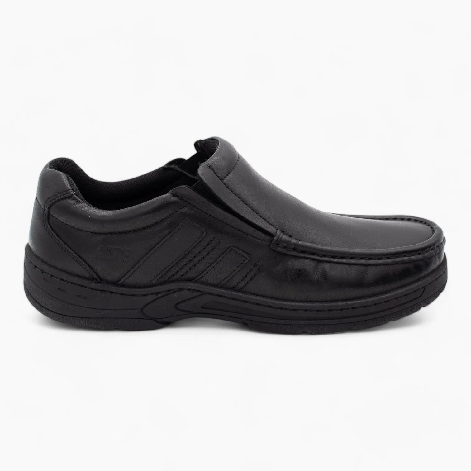 AV8 Mens Kalvin Black Slip-On Leather Shoes - Leavys Shoes