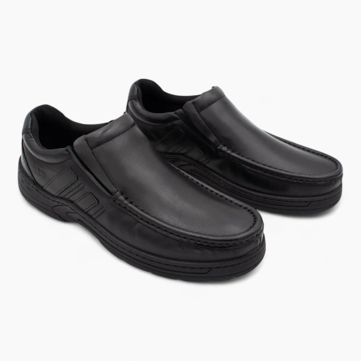 AV8 Mens Kalvin Black Slip-On Leather Shoes - Leavys Shoes