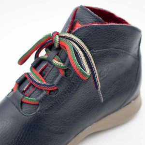 Close-up detail of vibrant multicoloured laces.