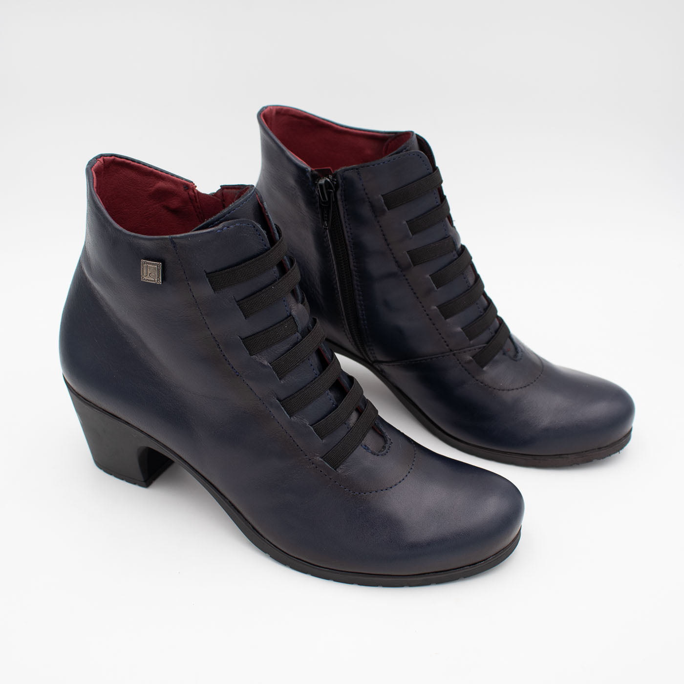 Navy leather cheap ankle boots