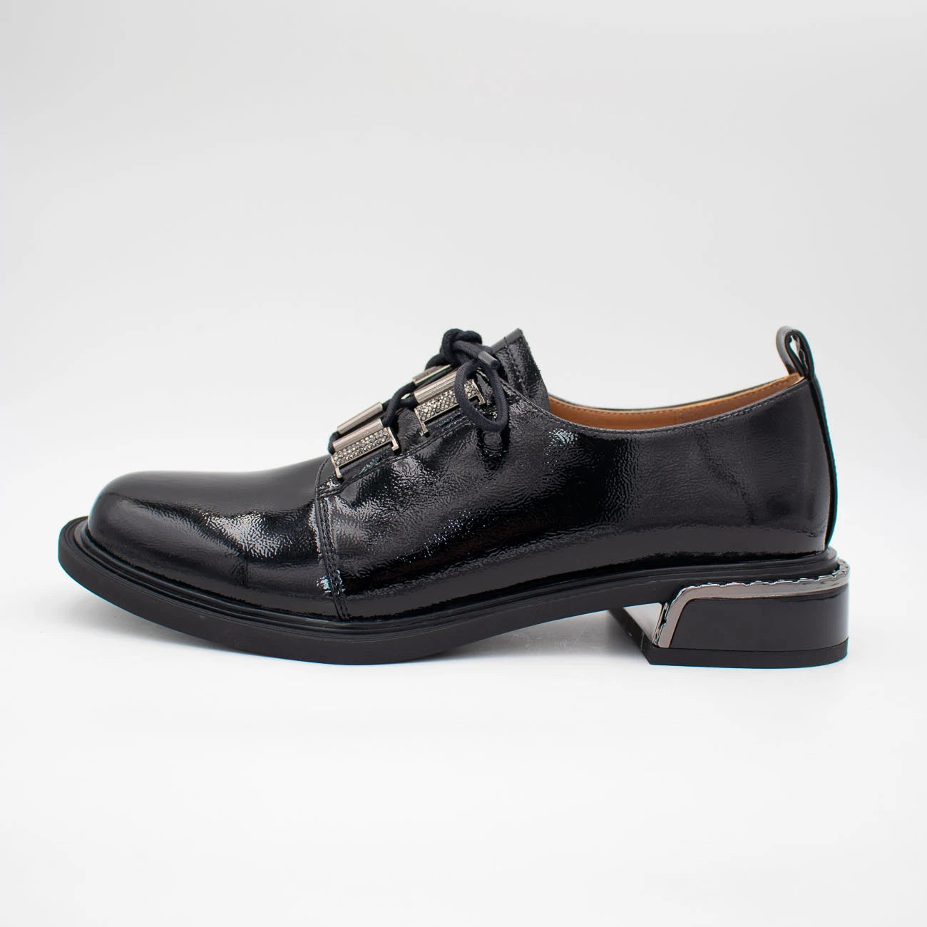 Loretta Vitale Black Patent Leather Lace-Up Shoe