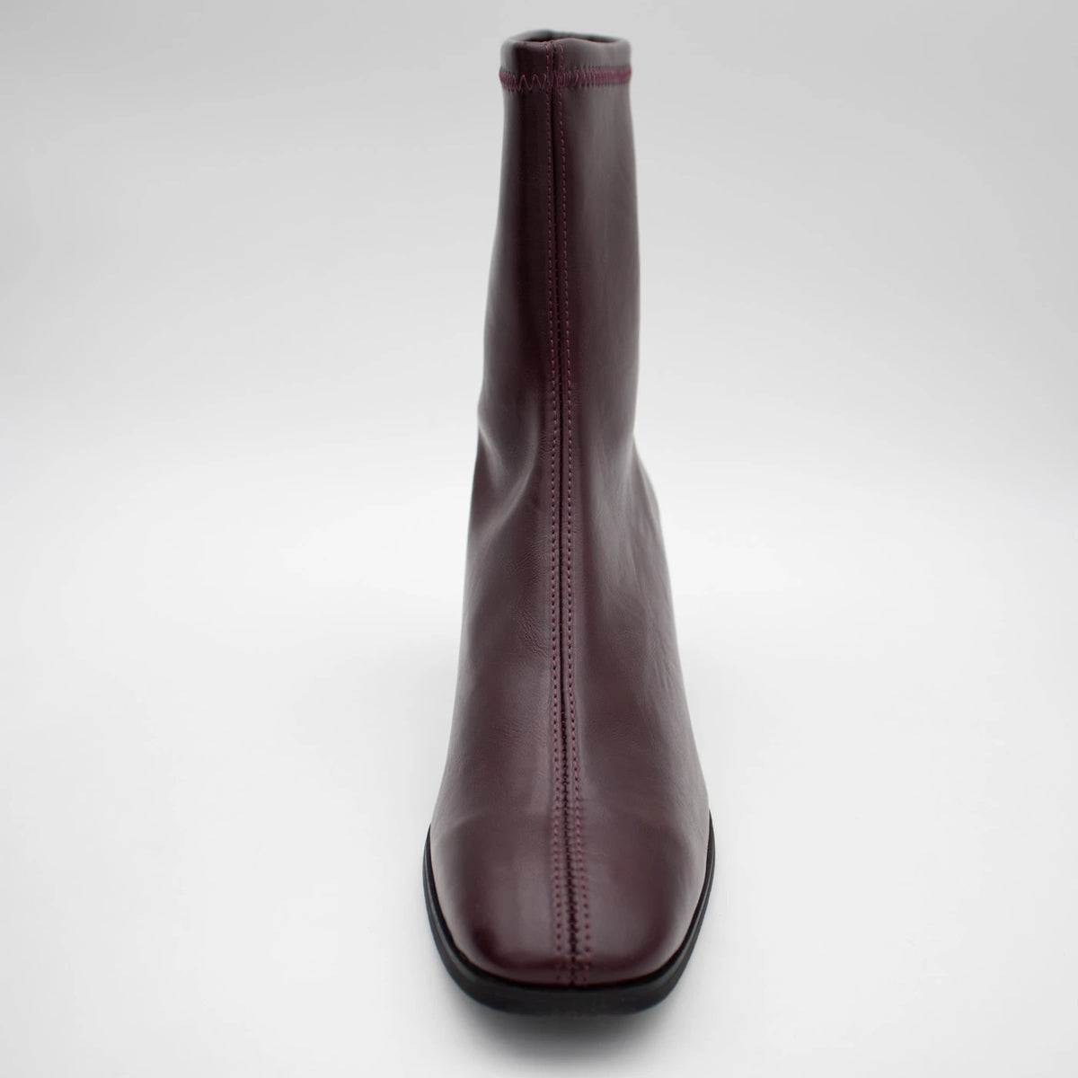 Miss Elastic Burgundy Square Toe Stretch Ankle Boots