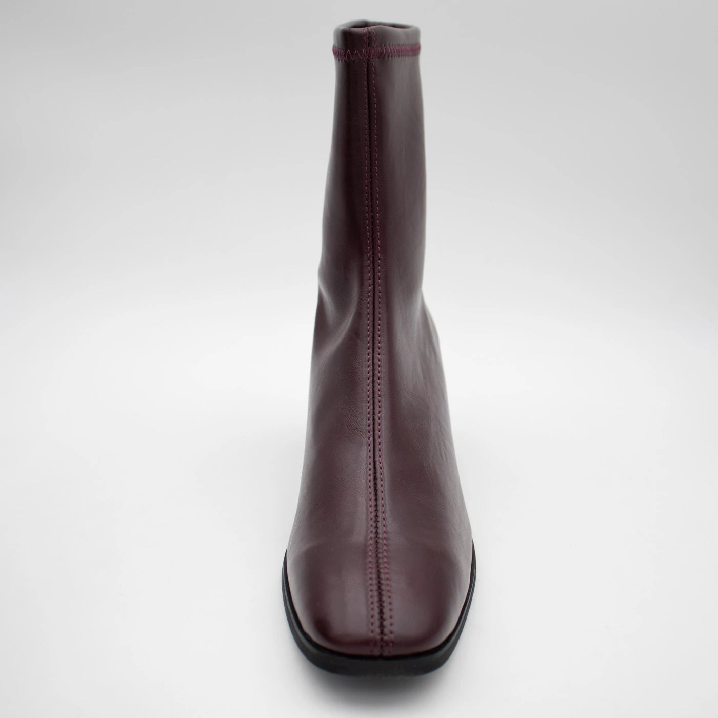 Miss Elastic Burgundy Square Toe Stretch Ankle Boots