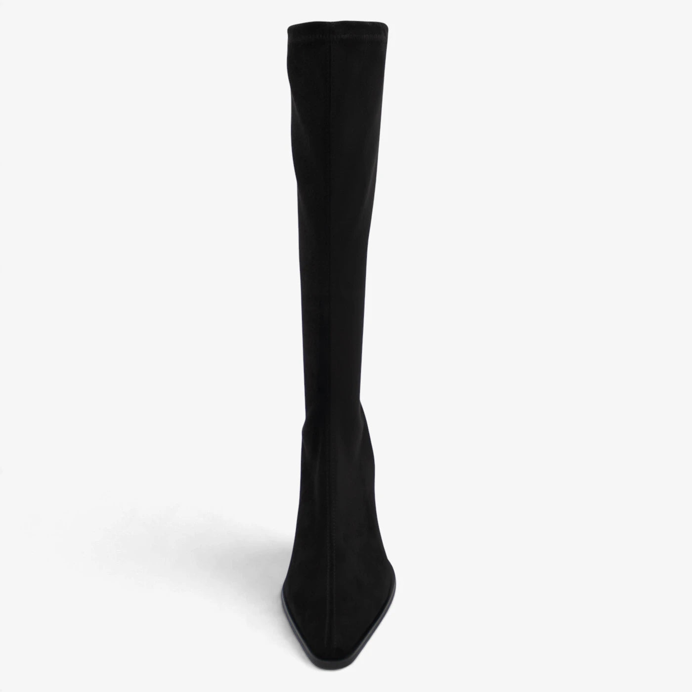 Miss Elastic Black Suede-Effect Stretch Knee-High Boots
