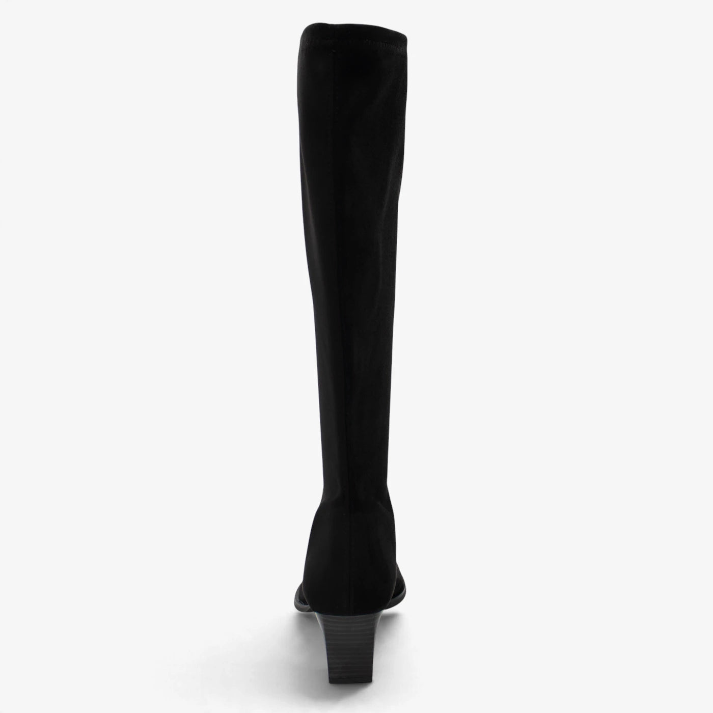 Miss Elastic Black Suede-Effect Stretch Knee-High Boots