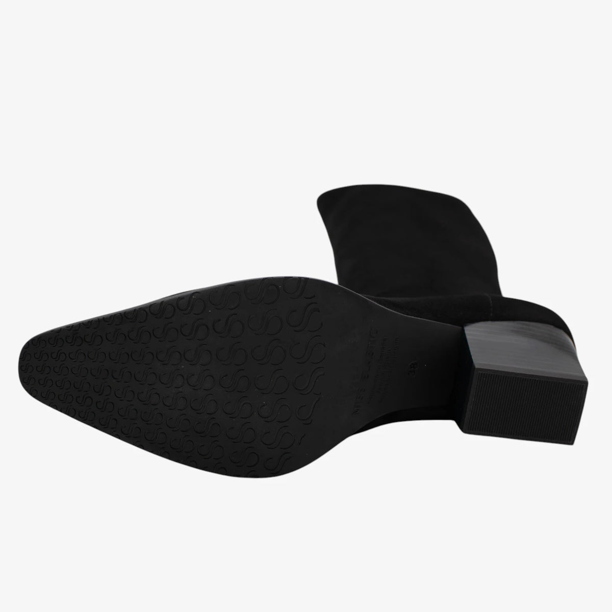 Miss Elastic Black Suede-Effect Stretch Knee-High Boots