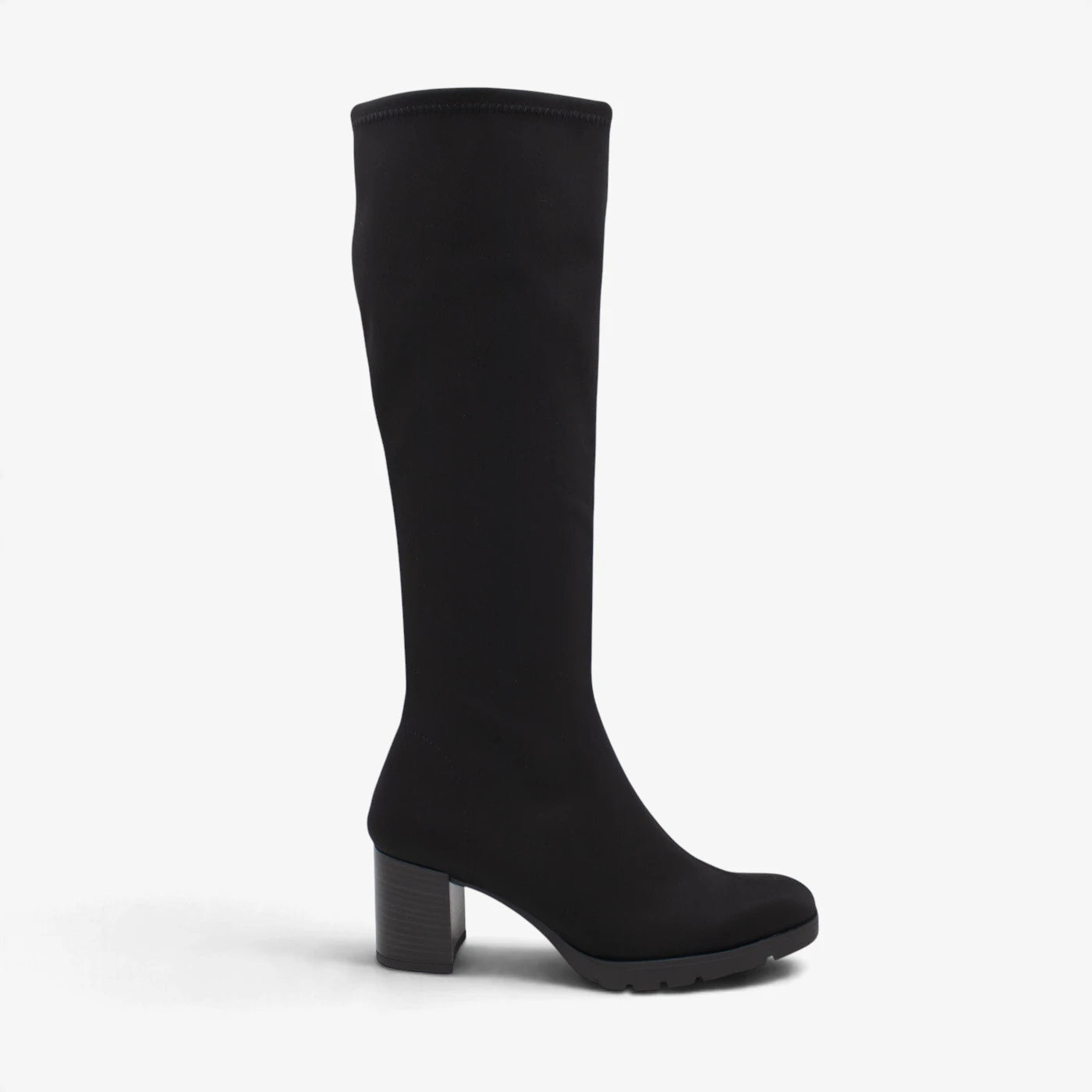 Miss Elastic Black Lycra Stretch Knee-High Boots