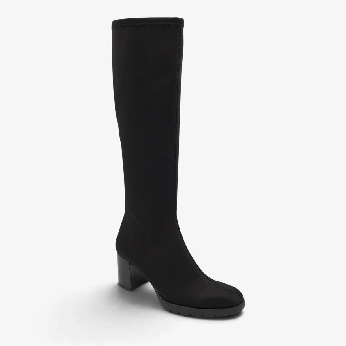 Miss Elastic Black Lycra Stretch Knee-High Boots