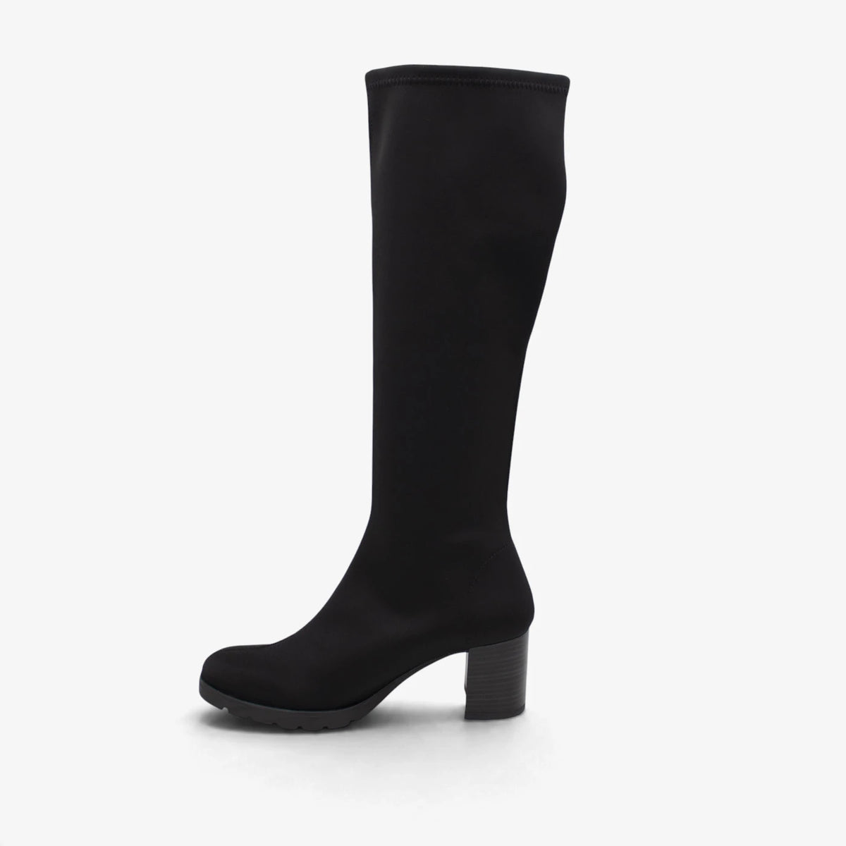 Miss Elastic Black Lycra Stretch Knee-High Boots