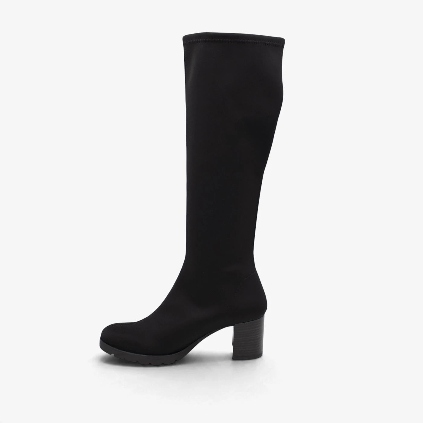 Miss Elastic Black Lycra Stretch Knee-High Boots