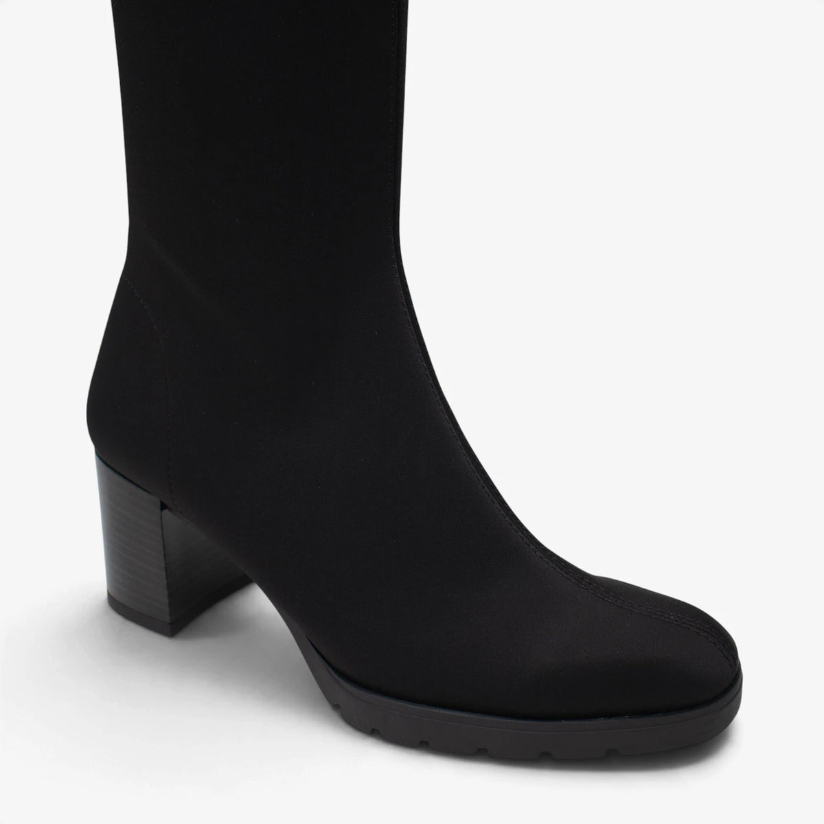 Miss Elastic Black Lycra Stretch Knee-High Boots