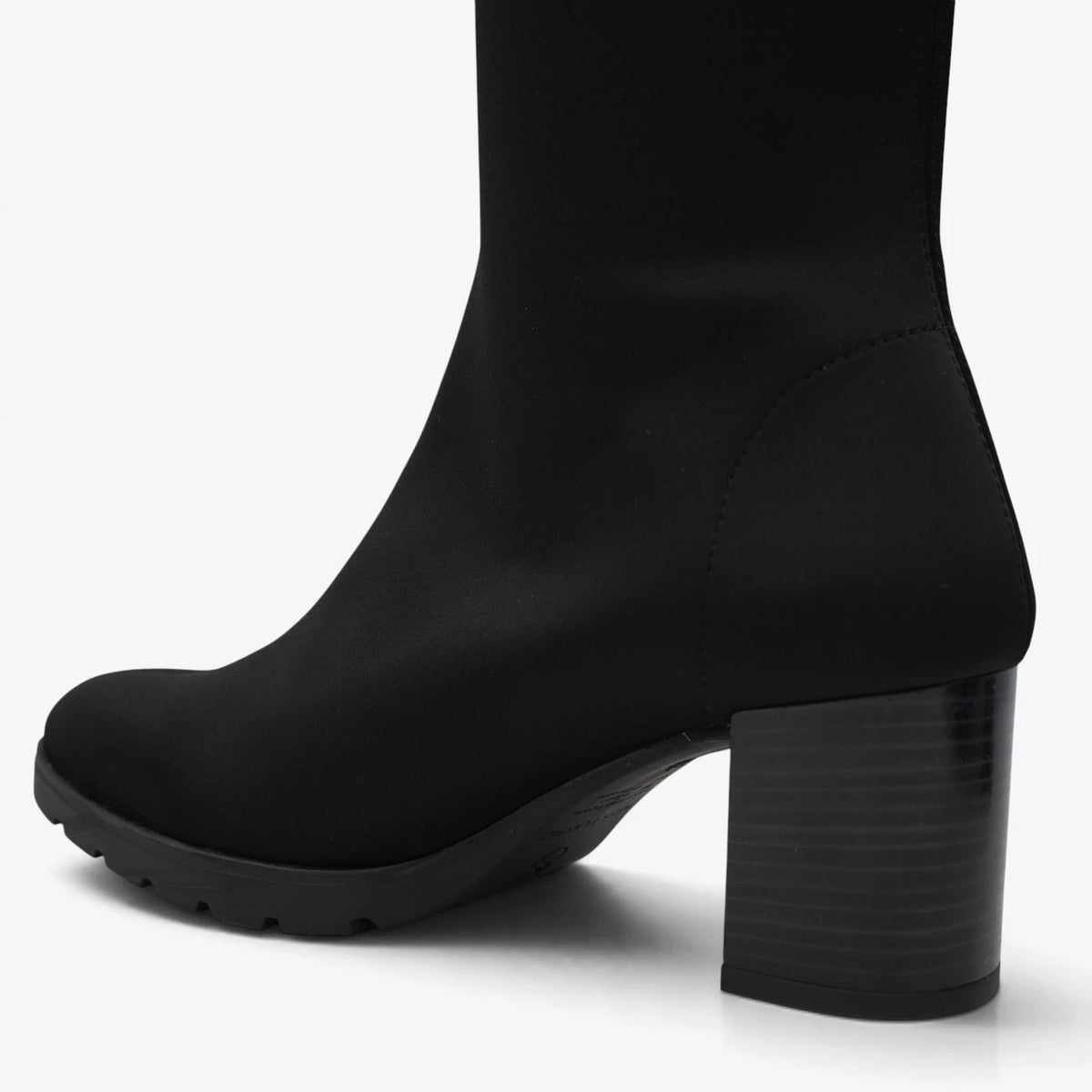 Miss Elastic Black Lycra Stretch Knee-High Boots