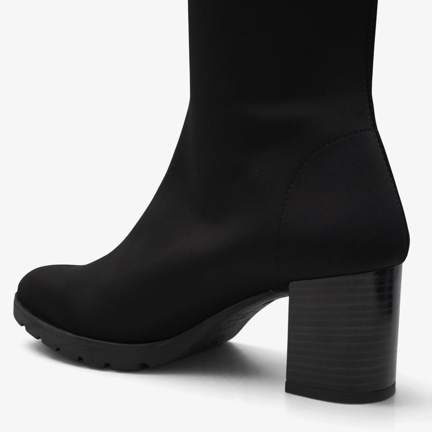 Miss Elastic Black Lycra Stretch Knee-High Boots