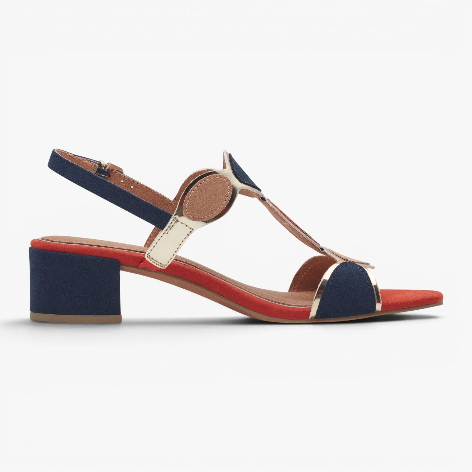 Marco Tozzi Navy Multi Sandal (Block Heel) – 2-28230-42 890
