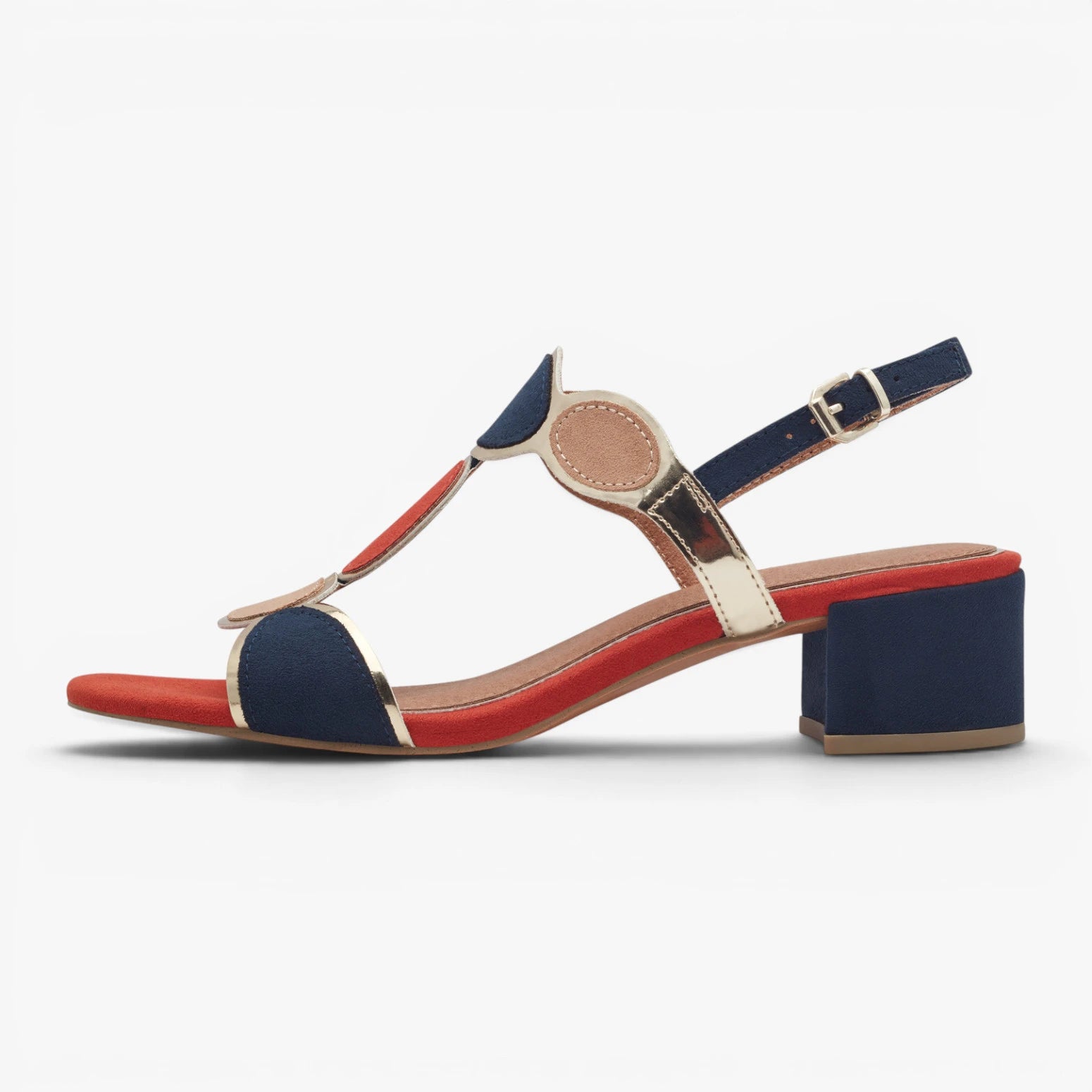 Marco Tozzi Navy Multi Sandal (Block Heel) – 2-28230-42 890