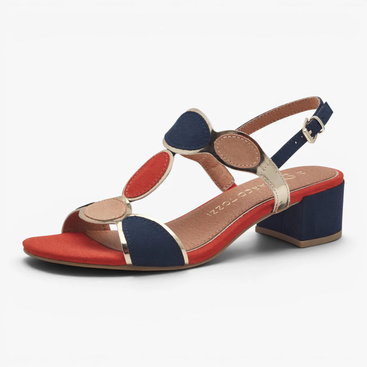 Marco Tozzi Navy Multi Sandal (Block Heel) – 2-28230-42 890