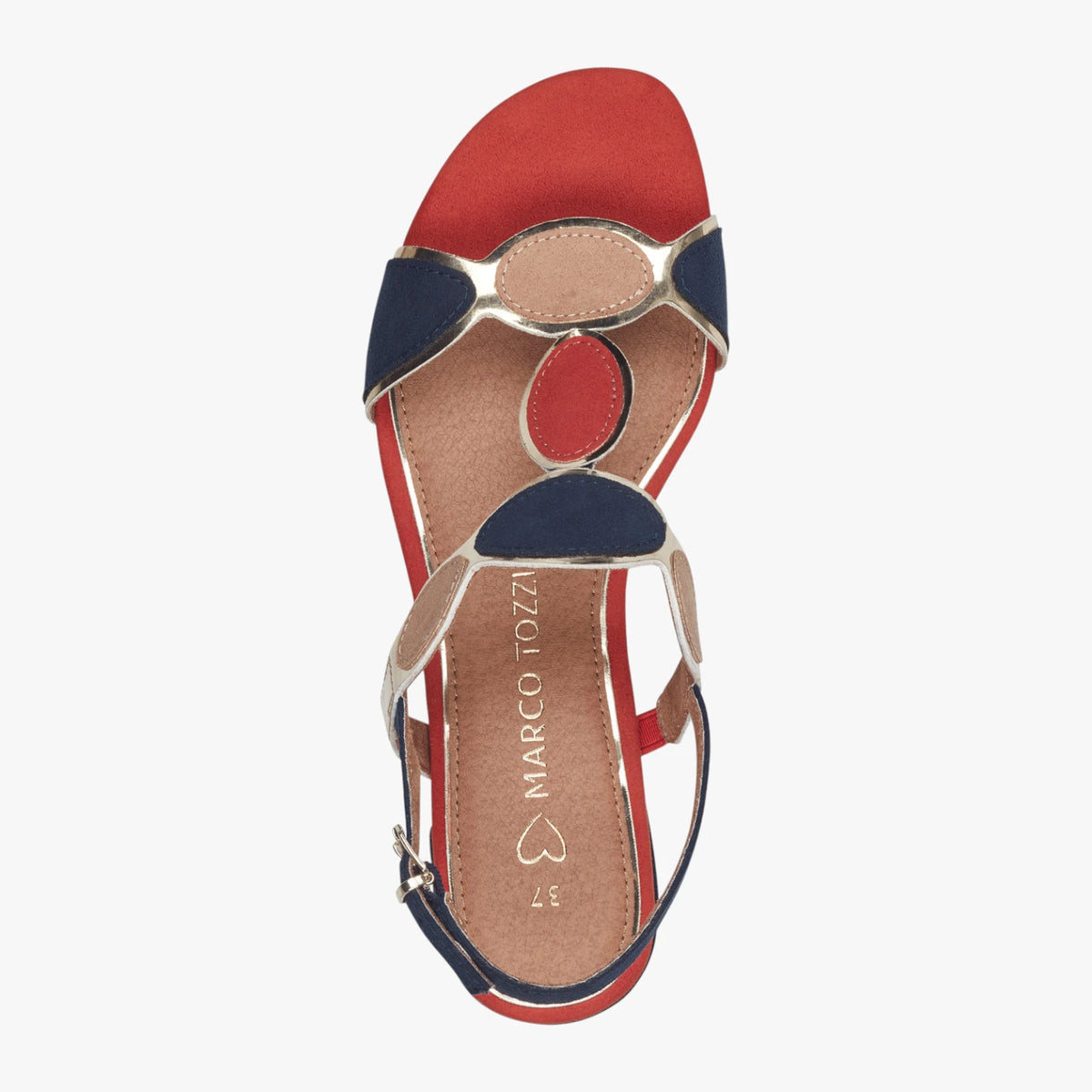 Marco Tozzi Navy Multi Sandal (Block Heel) – 2-28230-42 890