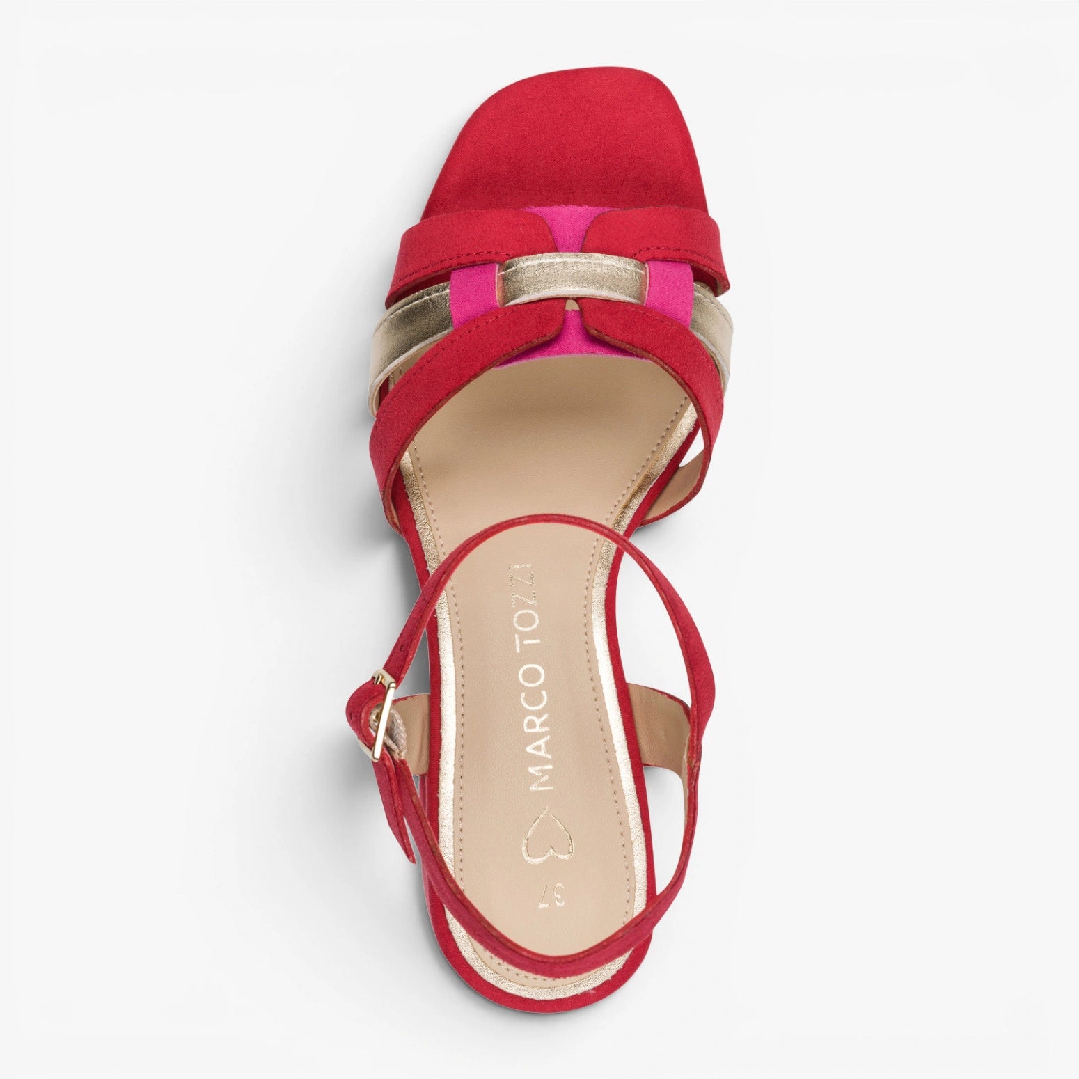 Marco Tozzi Red Multi Sandal (Block Heel) – 2-28341-46 597