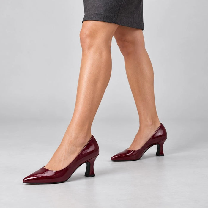 Marco Tozzi Burgundy Patent Pointed Court Shoes