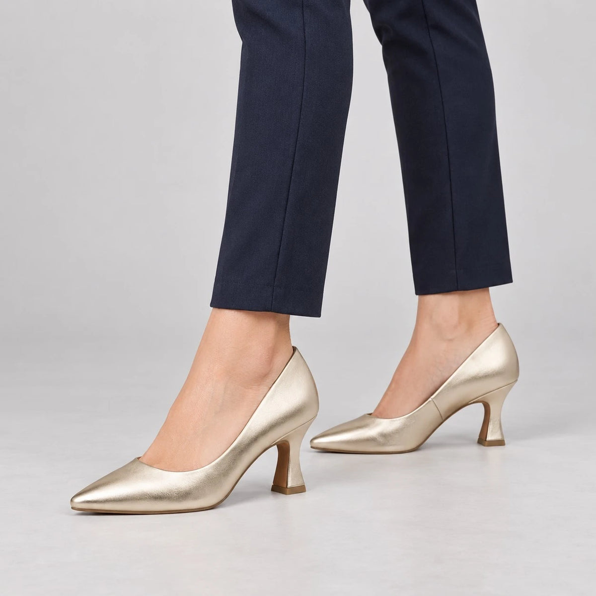 Marco Tozzi Gold Metallic Pointed Court Shoes