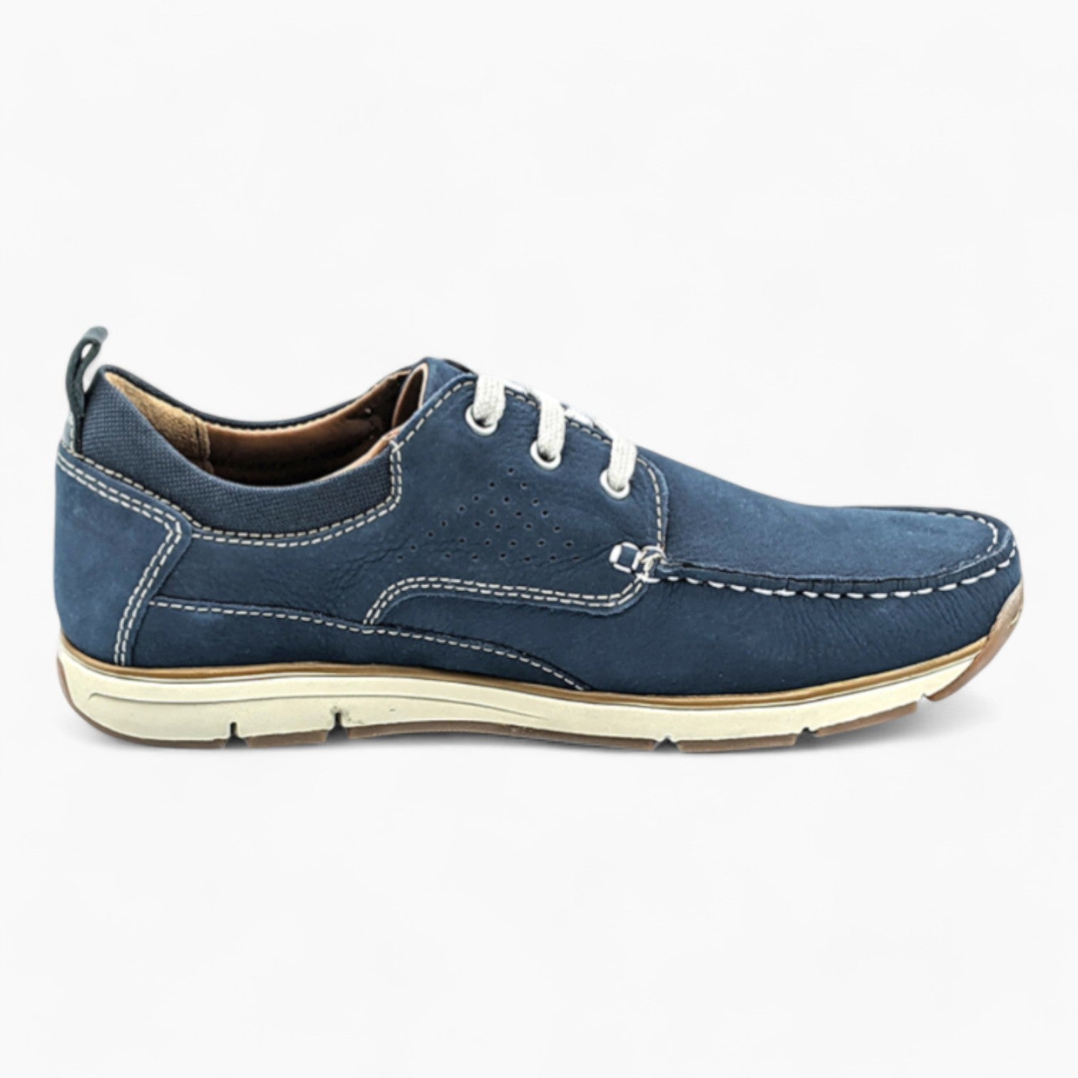 Navy Suede Casual Shoes with White Laces - Dubarry Matthew - Leavys Shoes