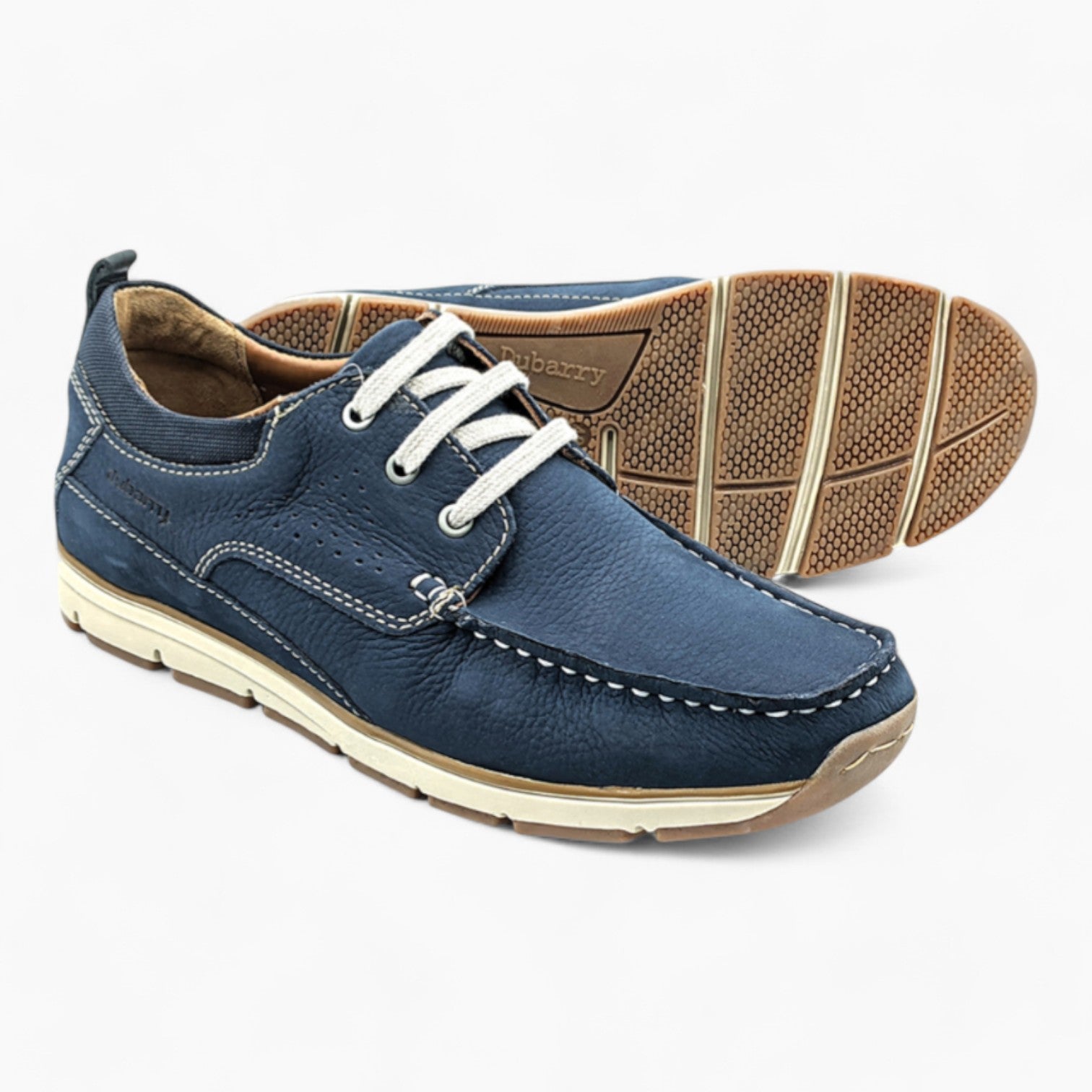 Navy Suede Casual Shoes with White Laces - Dubarry Matthew