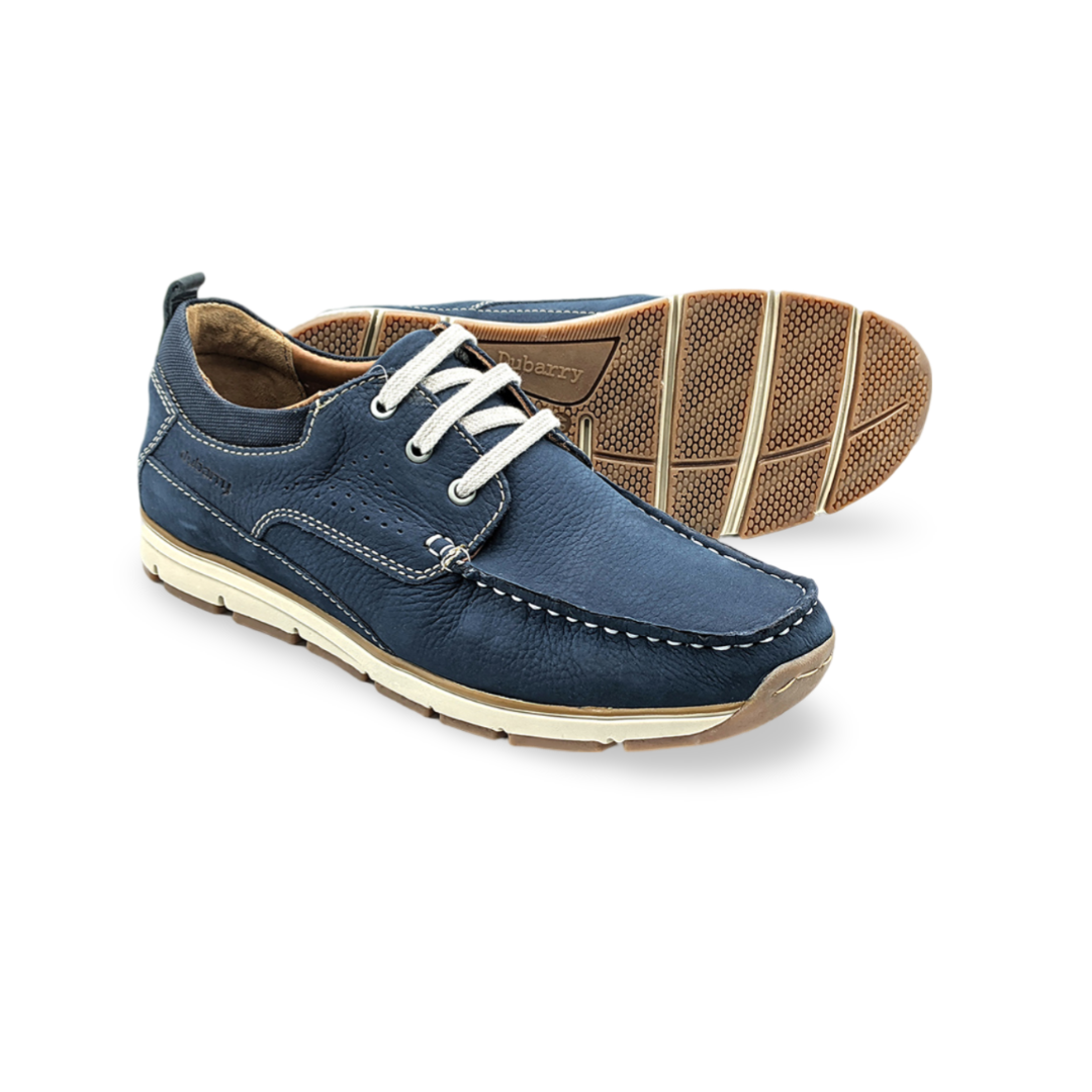 Navy Suede Casual Shoes with White Laces - Dubarry Matthew