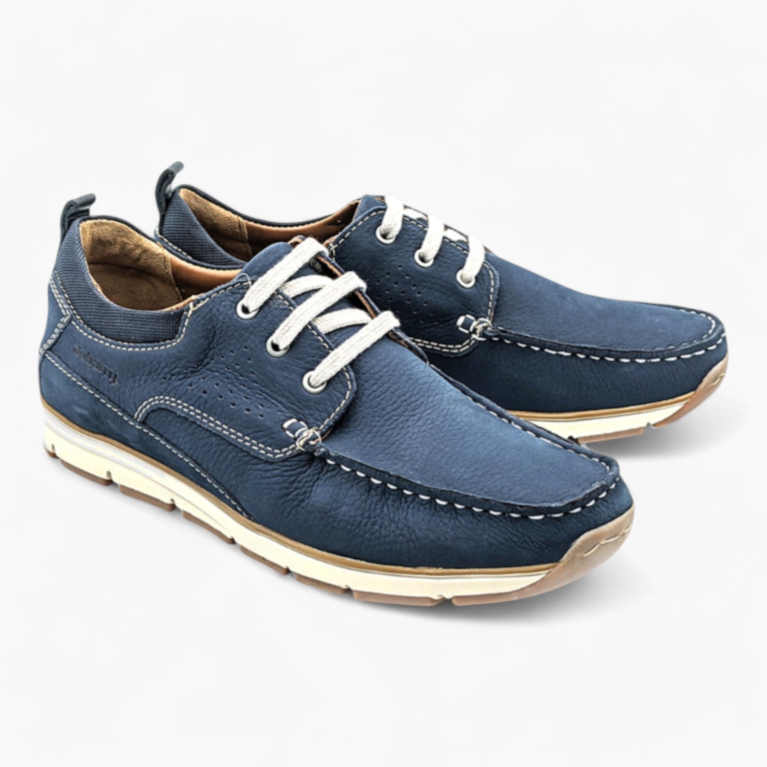 Navy Suede Casual Shoes with White Laces - Dubarry Matthew - Leavys Shoes