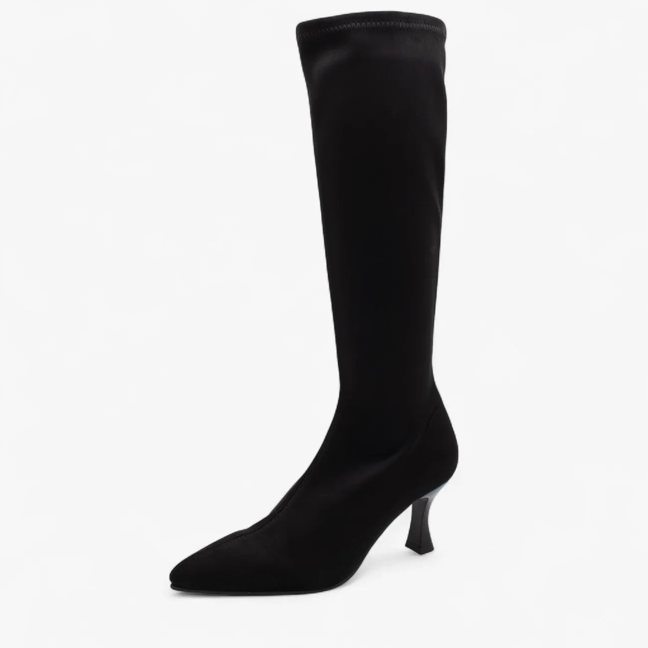 Miss Elastic Black Suede Knee-High Sock Boots