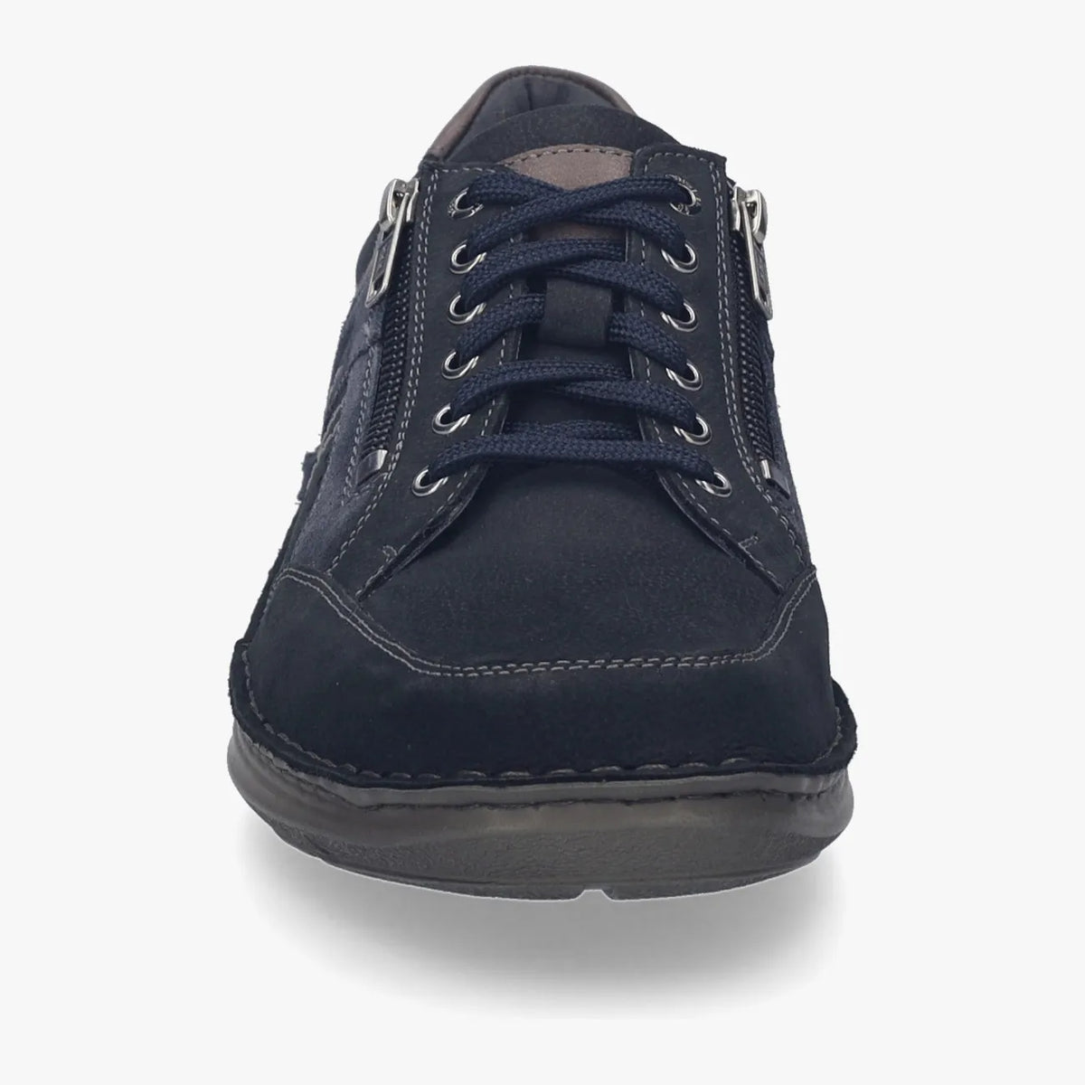 Josef Seibel New Anvers 87 Navy Extra-Wide Men’s Leather Trainer – Side Zip (New Anvers 87) - Leavys Shoes