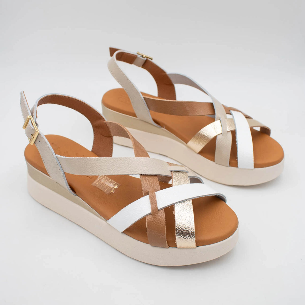 OH! My Sandals Ivory Multi Sandal (Buckle Fastening) – 5960