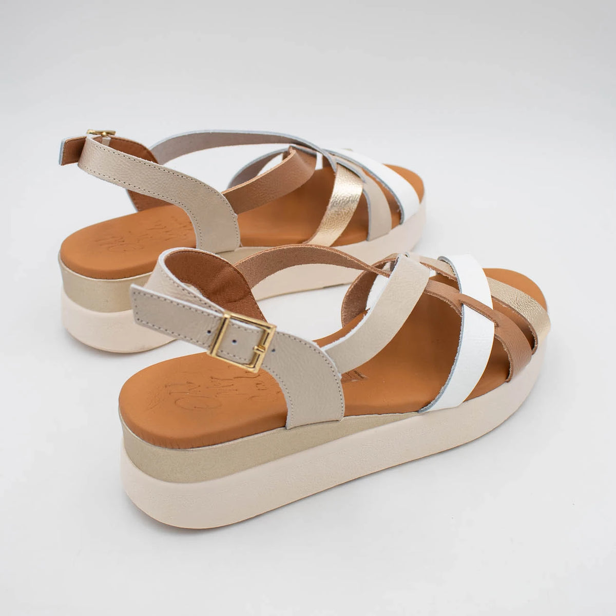 OH! My Sandals Ivory Multi Sandal (Buckle Fastening) – 5960