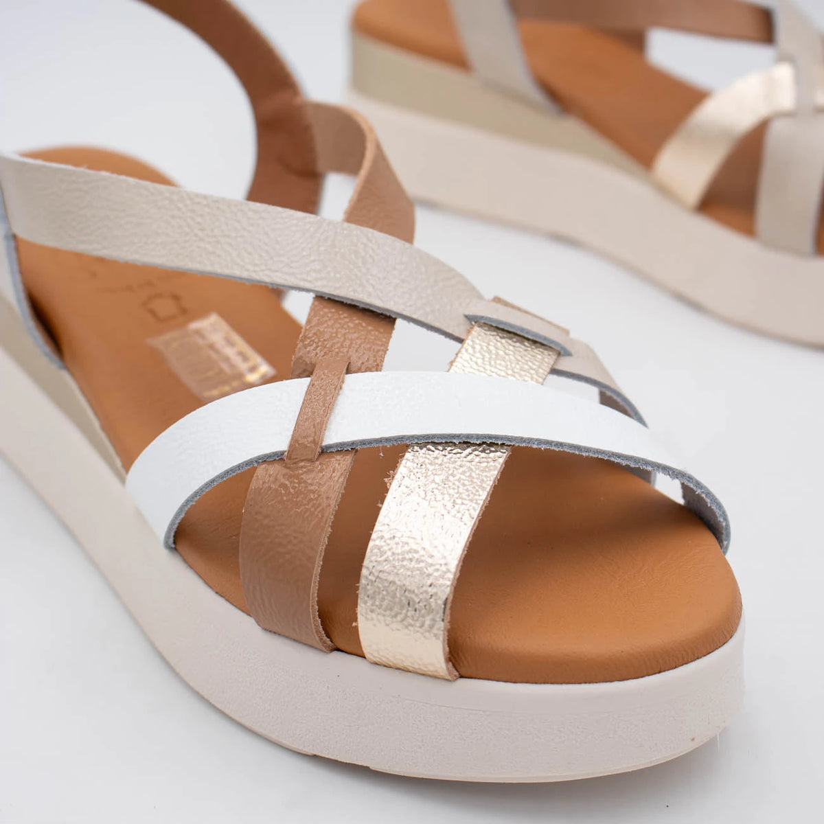 OH! My Sandals Ivory Multi Sandal (Buckle Fastening) – 5960