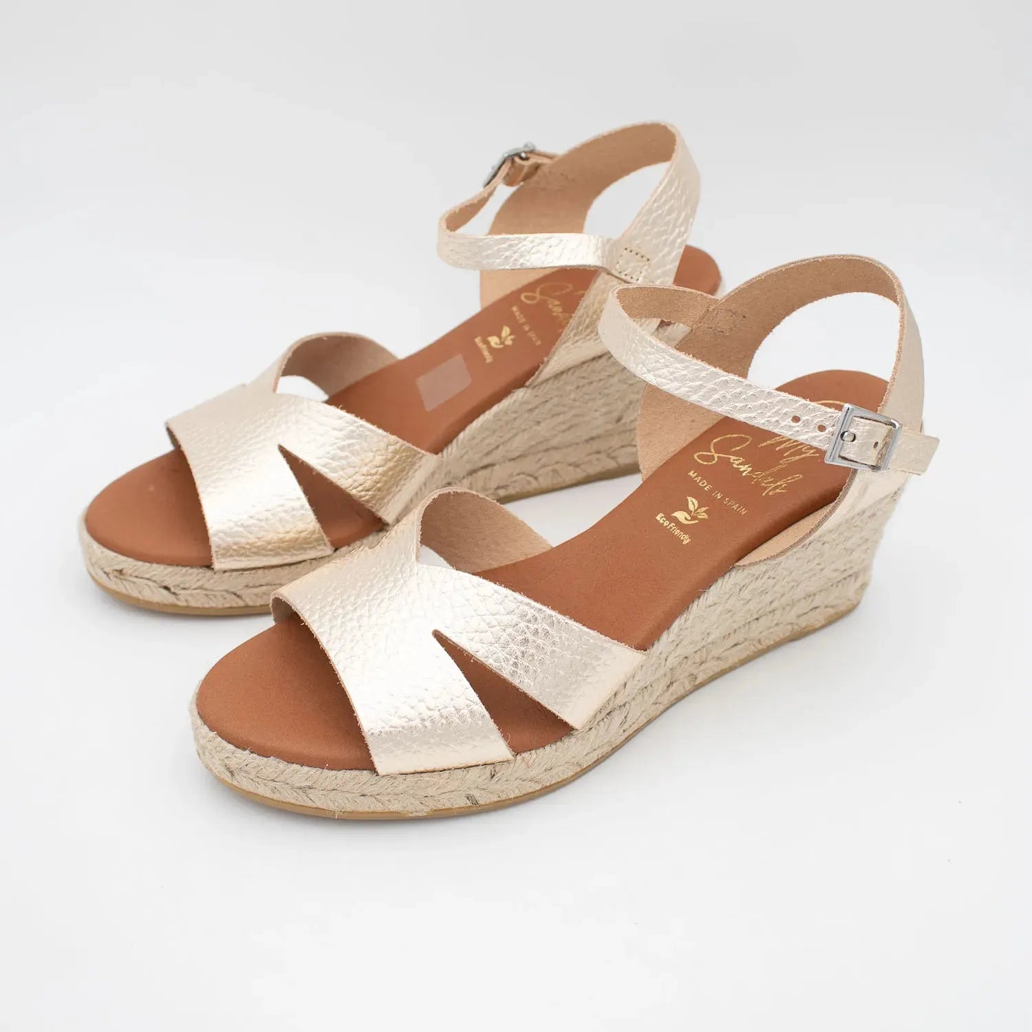 Oh! My Sandals Gold Espadrille Wedge – Stylish Comfort for Summer