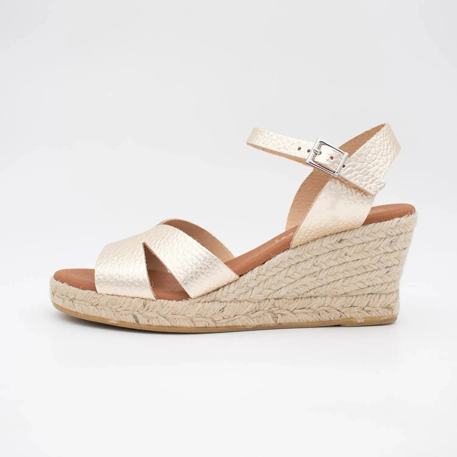 Oh! My Sandals Gold Espadrille Wedge – Stylish Comfort for Summer