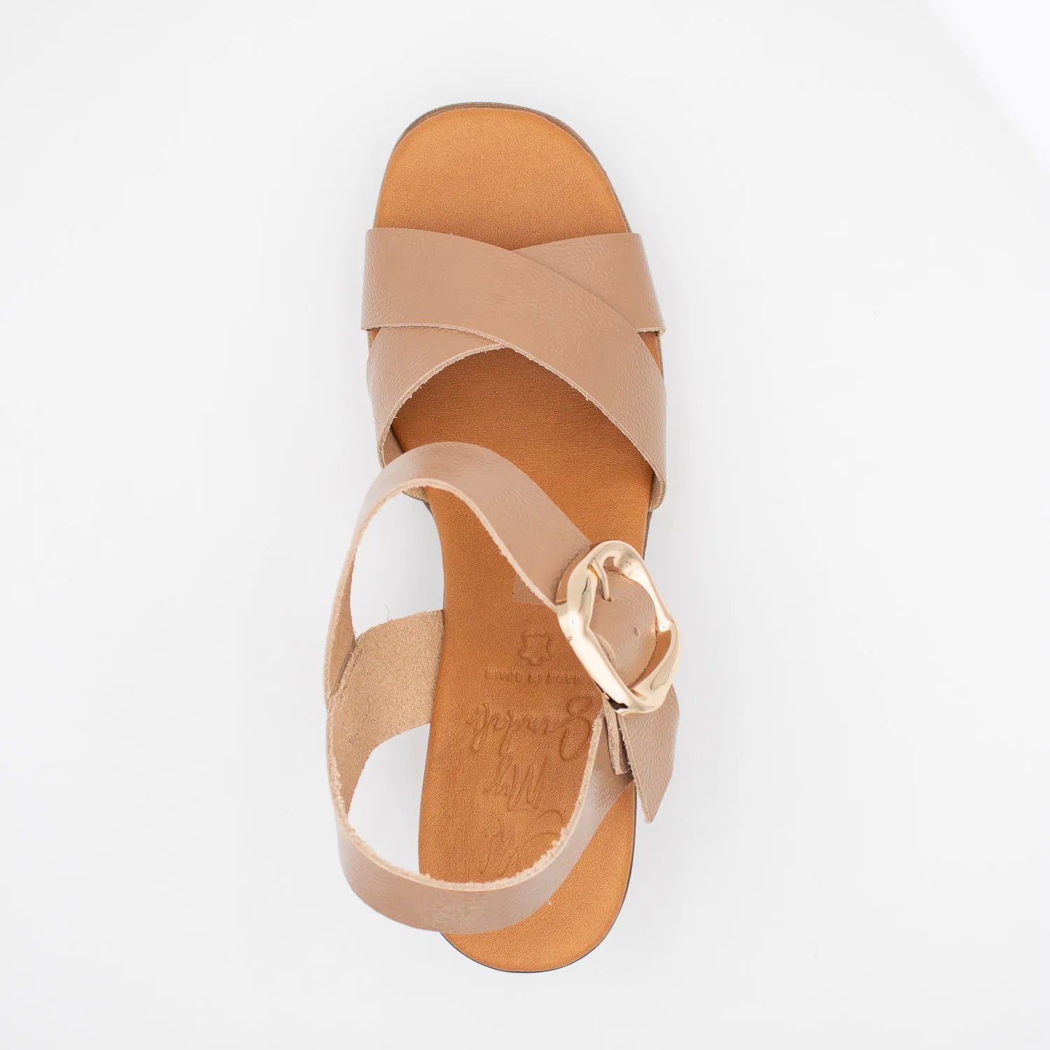 Oh! My Sandals Taupe Patent Leather Platform Sandals