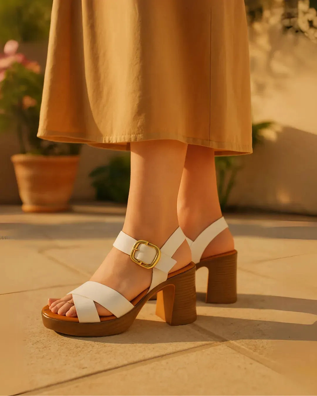 Oh! My Sandals White Platform Heel – Modern Elegance with Retro Roots - Leavys Shoes