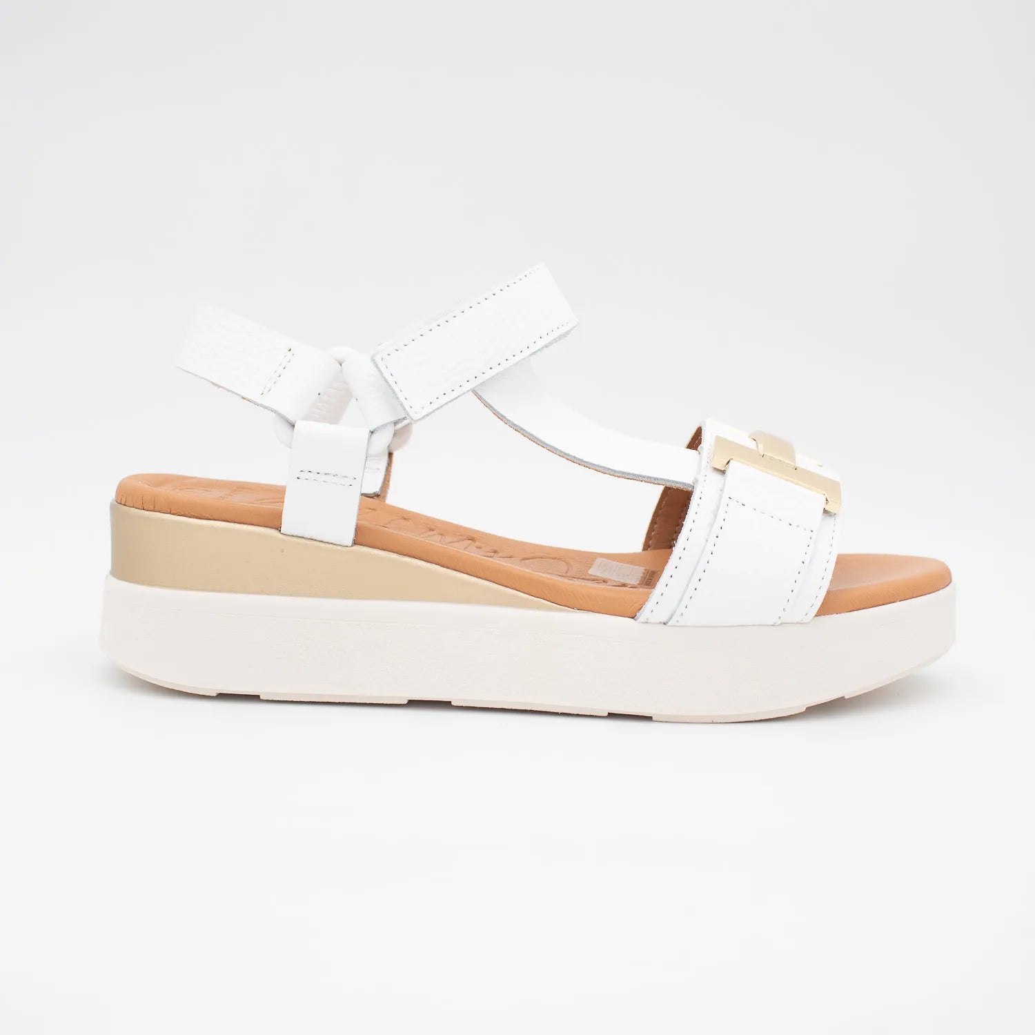 Oh! My Sandals White Platform Sandals with Buckle