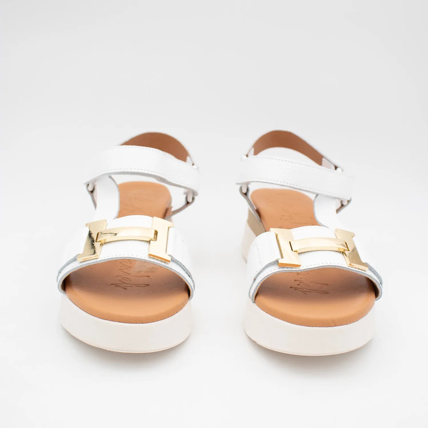 Oh! My Sandals White Platform Sandals with Buckle