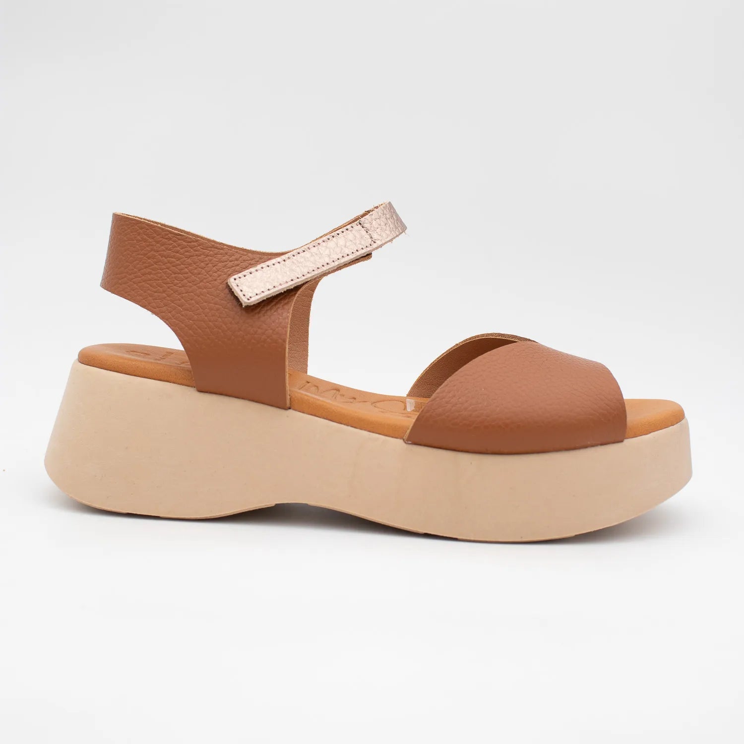 Oh! My Sandals Tan Leather Platform Sandals 5680