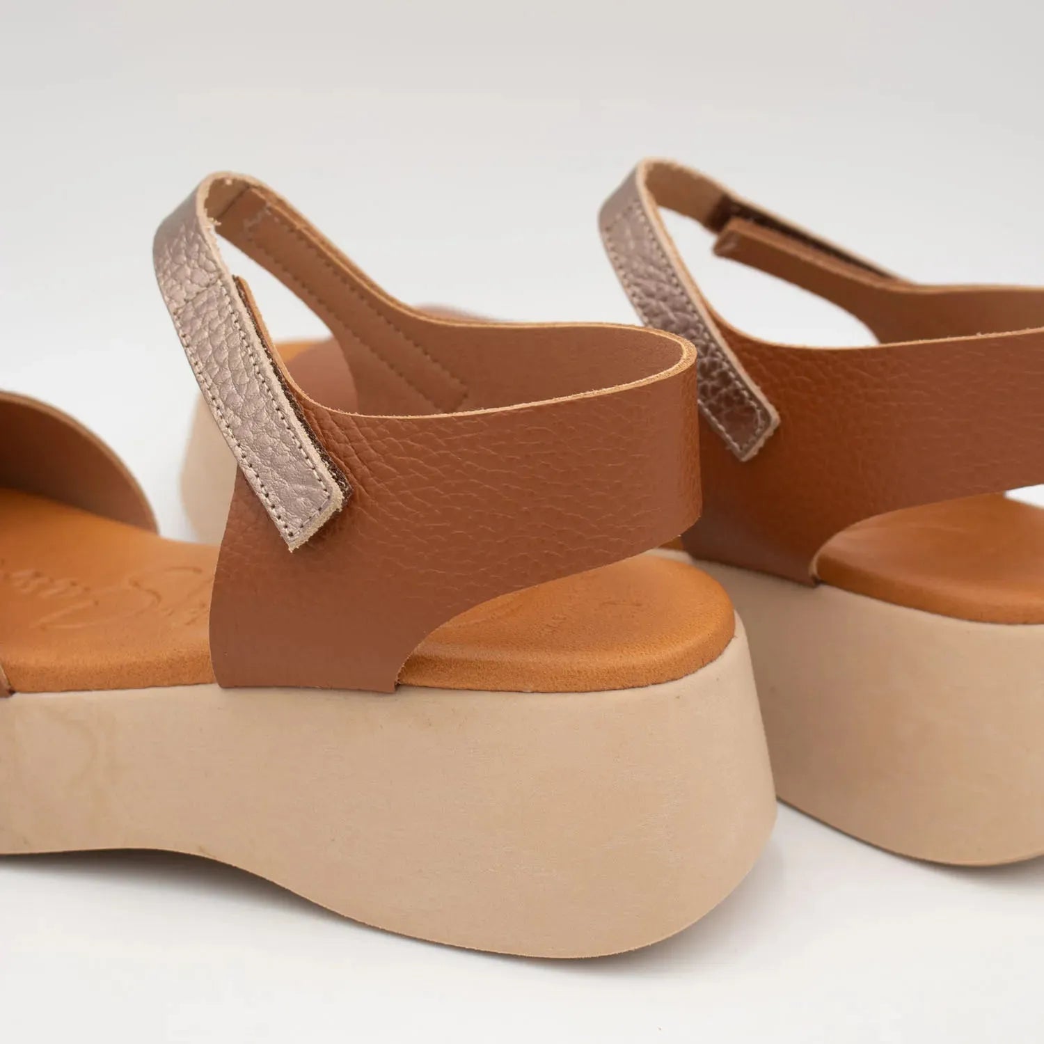 Oh! My Sandals Tan Leather Platform Sandals 5680
