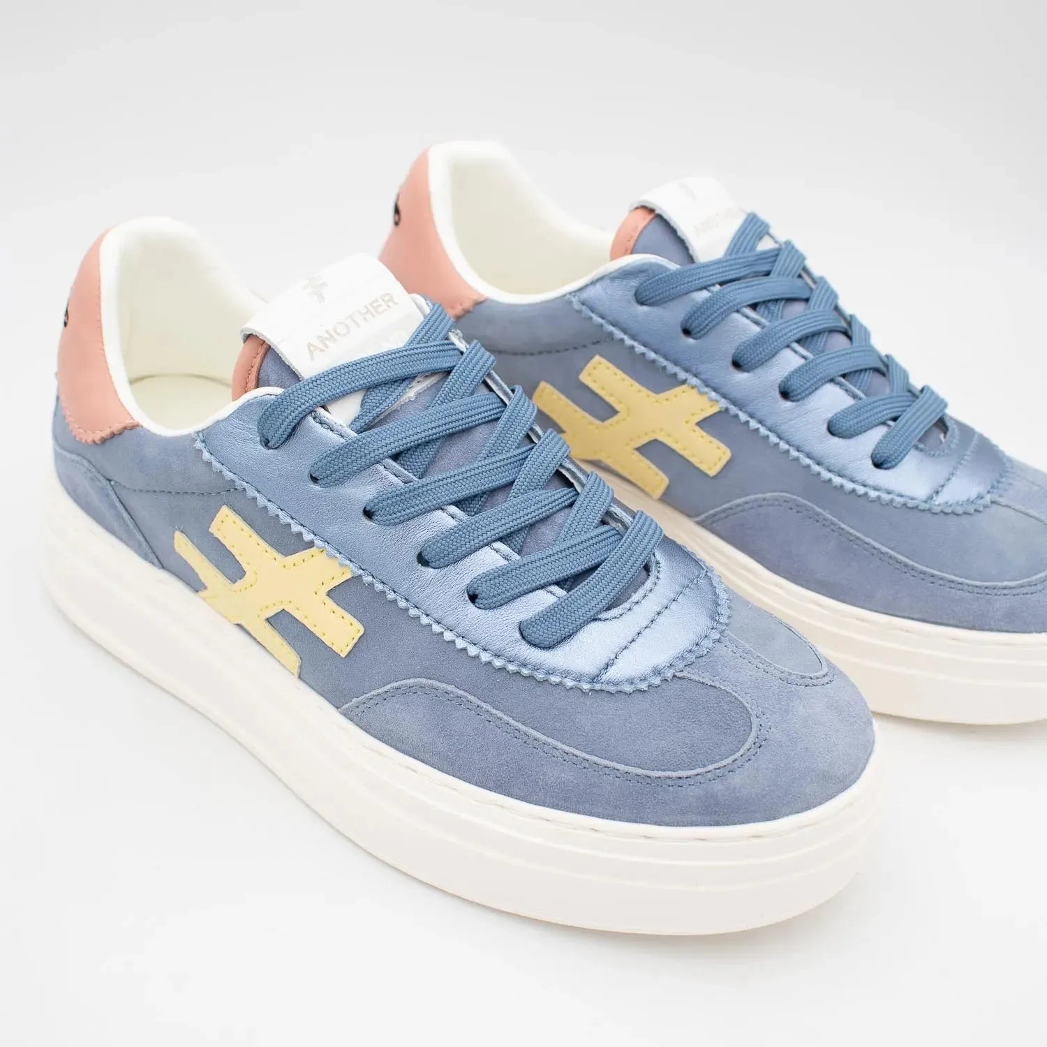 Another Trend Blue Leather Platform Trainers