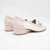Pitillos glacial pink loafers with gold chain detail