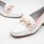 Pitillos glacial pink loafers with gold chain detail